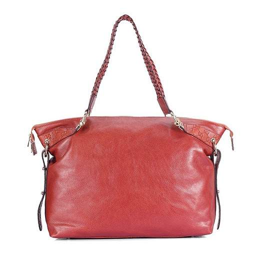 1:1 Gucci 232927 Bamboo Bar Large Tote Bags-Orange Bordeaux Leather - Click Image to Close